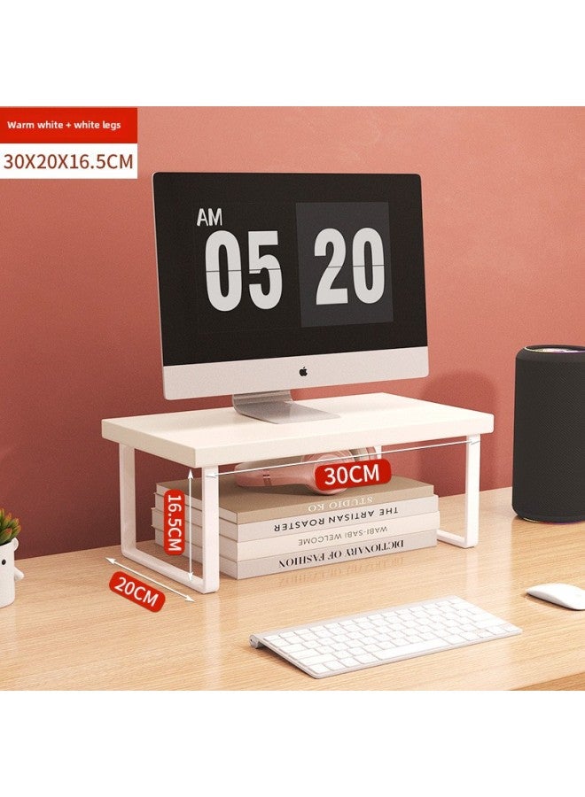 Monitor Elevating Rack Desktop Computer Display Screen Base Elevating Stand Desktop Keyboard Holder Direct Selling-Colour:Warm White + White Legs (30*20*16.5cm)